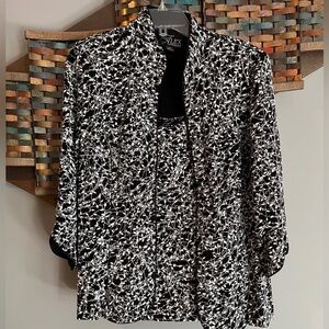 Two piece Set; black and silver evening wear; tank top and jacket